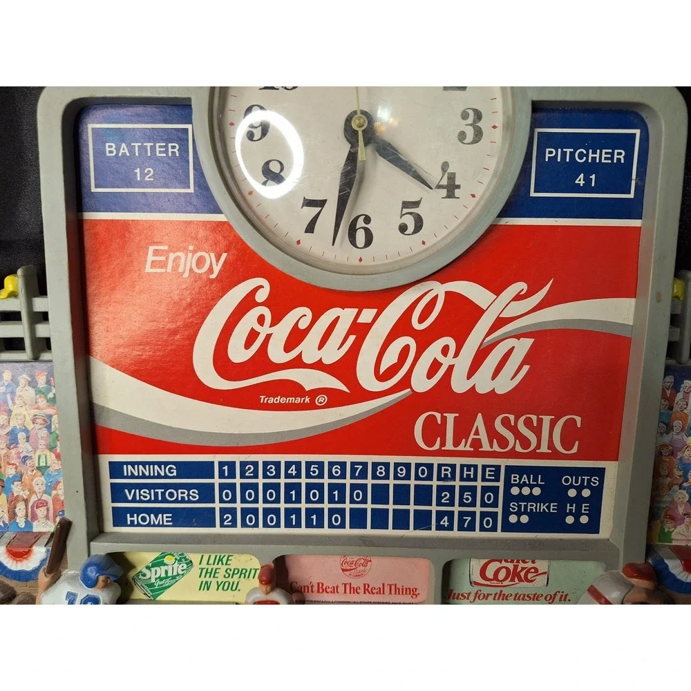 Vintage‎ Coca-Cola Classic Baseball Scoreboard Wall Clock Stadium Decor 20x12.5
